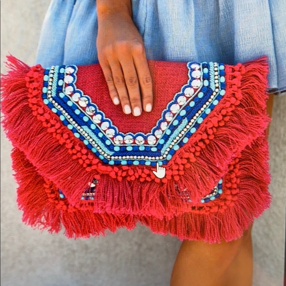 Shashi Handbags - Shashi Elaine Shoulder bag with fringe and beads.